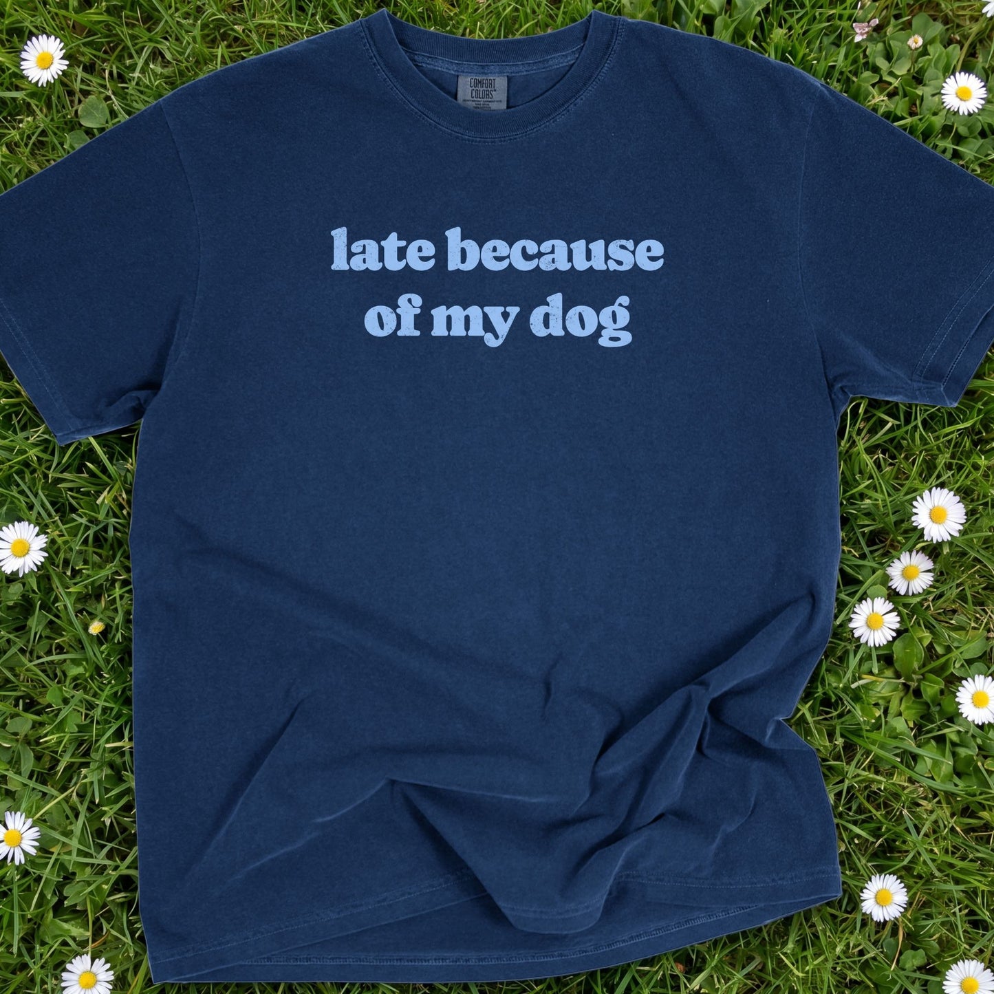 Late Because Of My Dog - Comfort Colors Premium Tee