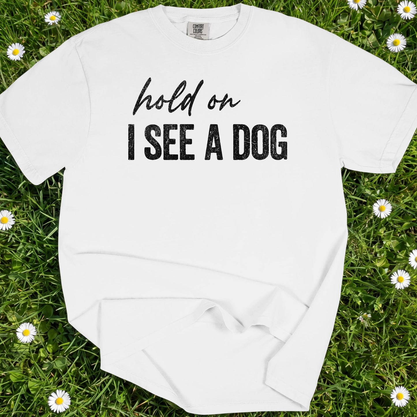 Hold On I See A Dog - Comfort Colors Premium Tee
