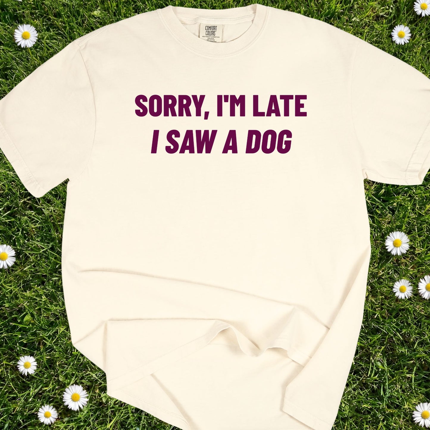Sorry I'm Late I Saw A Dog - Comfort Colors Premium Tee