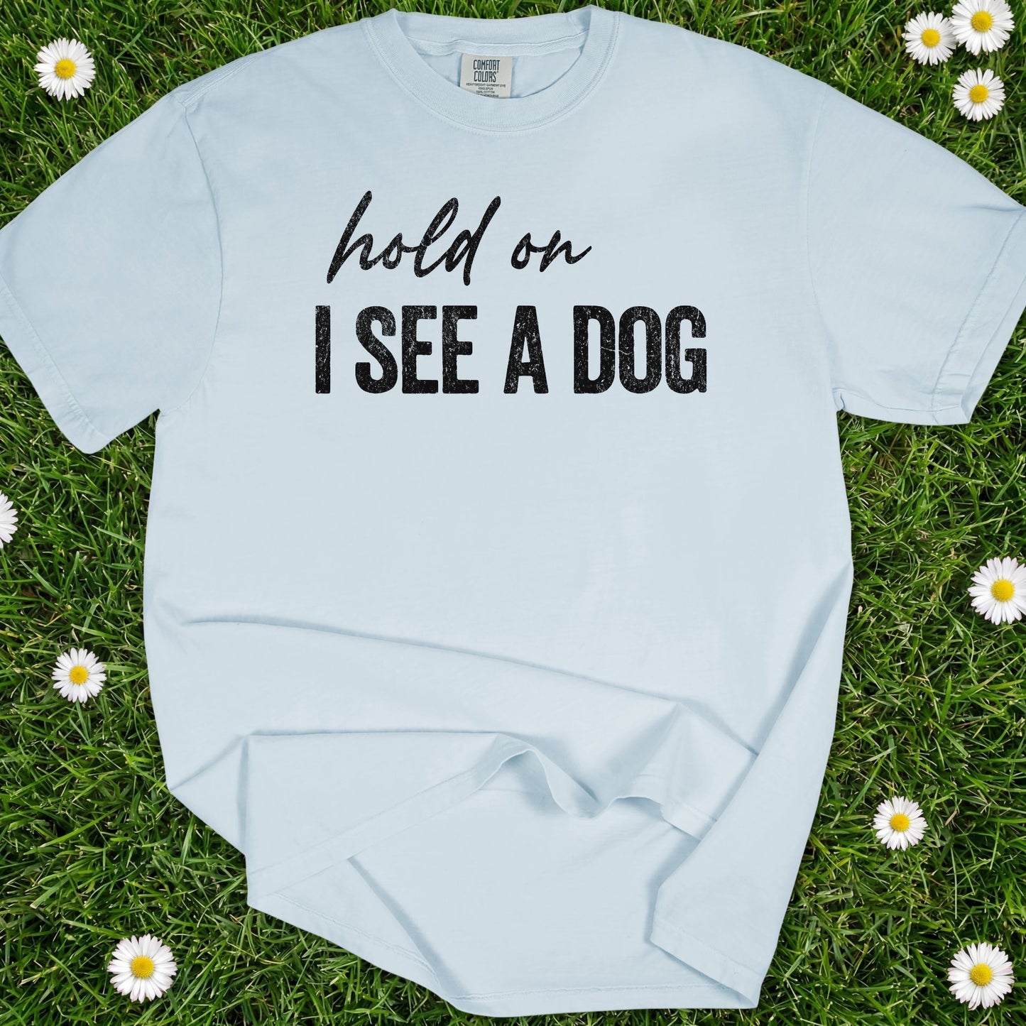 Hold On I See A Dog - Comfort Colors Premium Tee