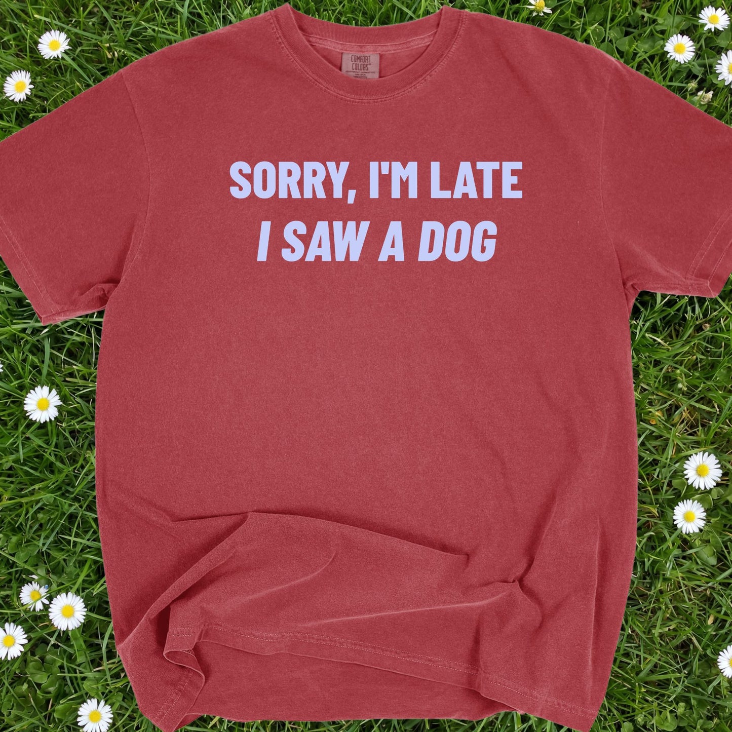 Sorry I'm Late I Saw A Dog - Comfort Colors Premium Tee
