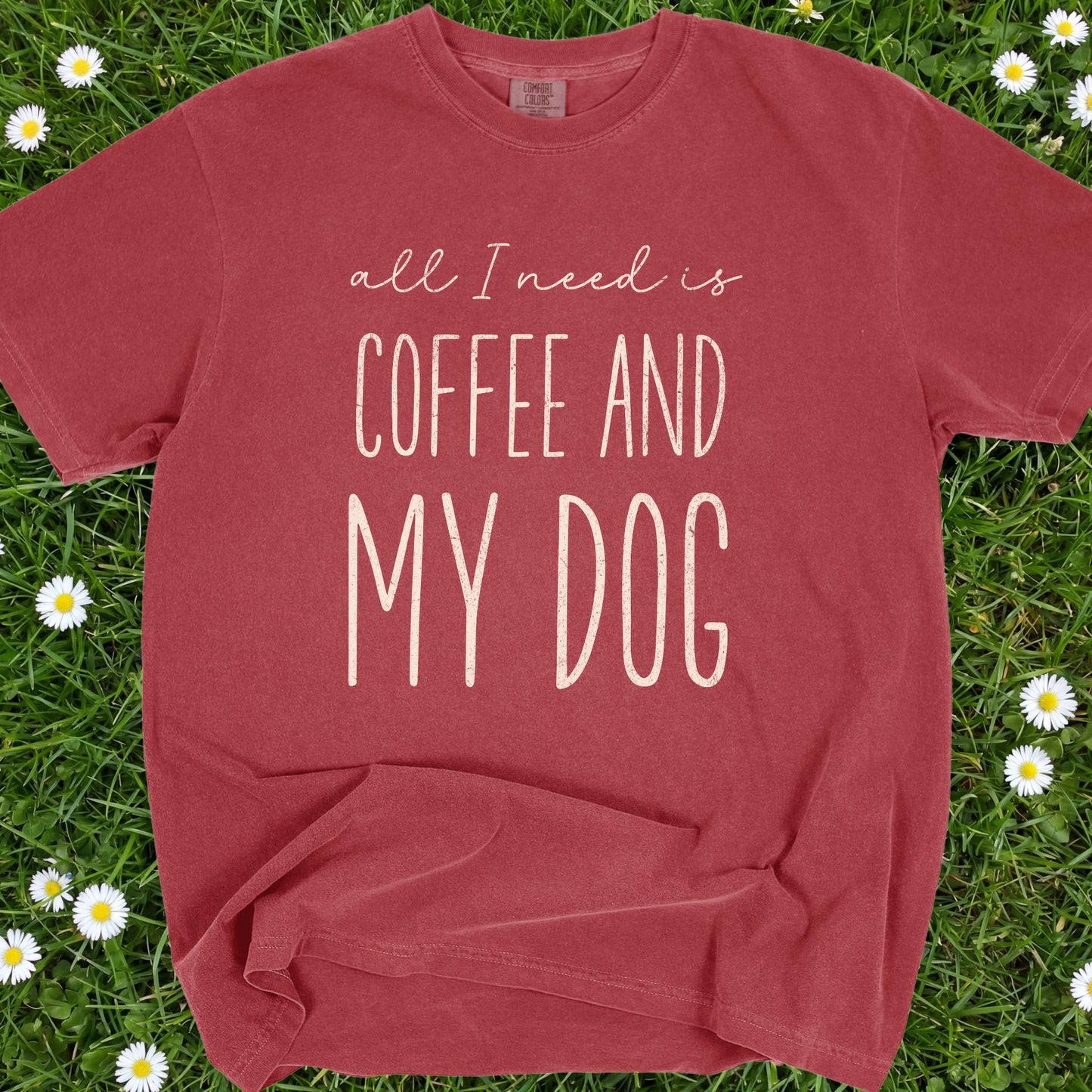 All I Need Is Coffee And My Dog - Comfort Colors Premium Tee