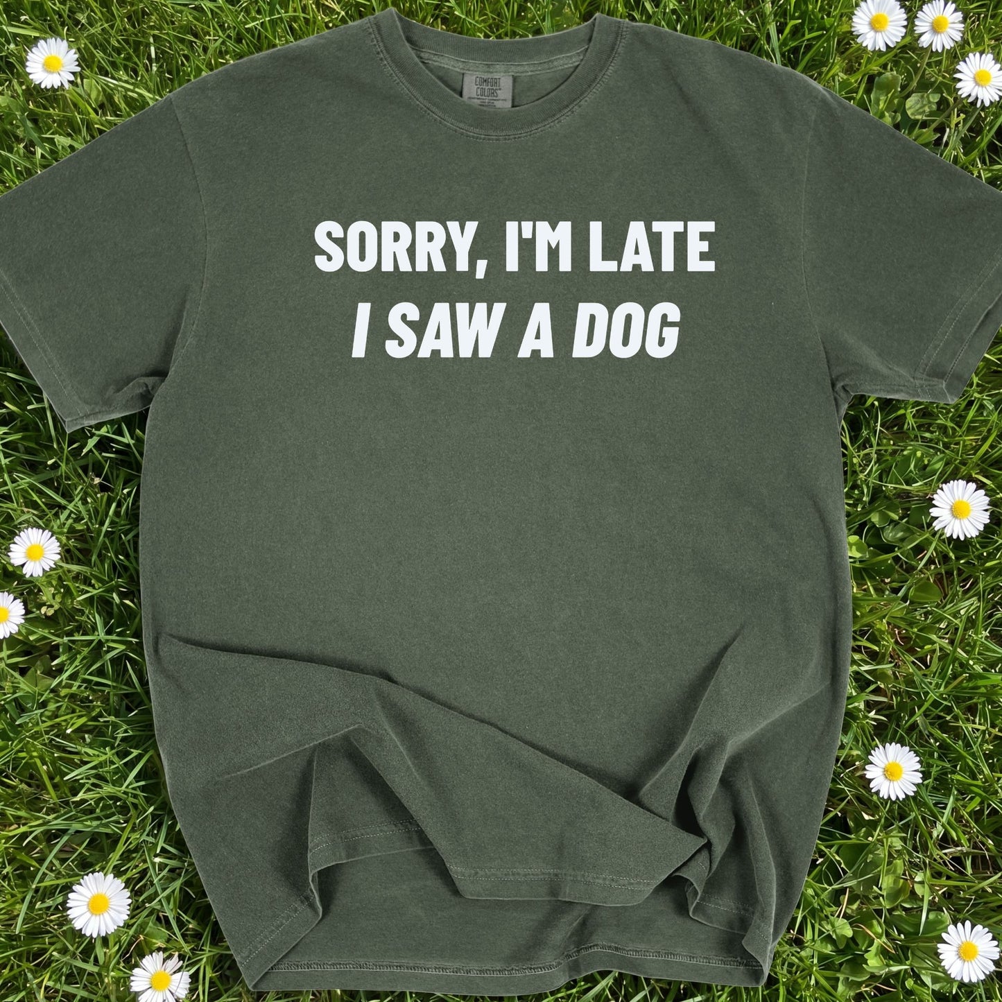 Sorry I'm Late I Saw A Dog - Comfort Colors Premium Tee