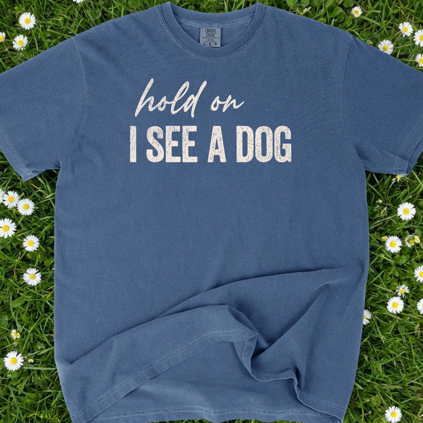 Hold On I See A Dog - Comfort Colors Premium Tee