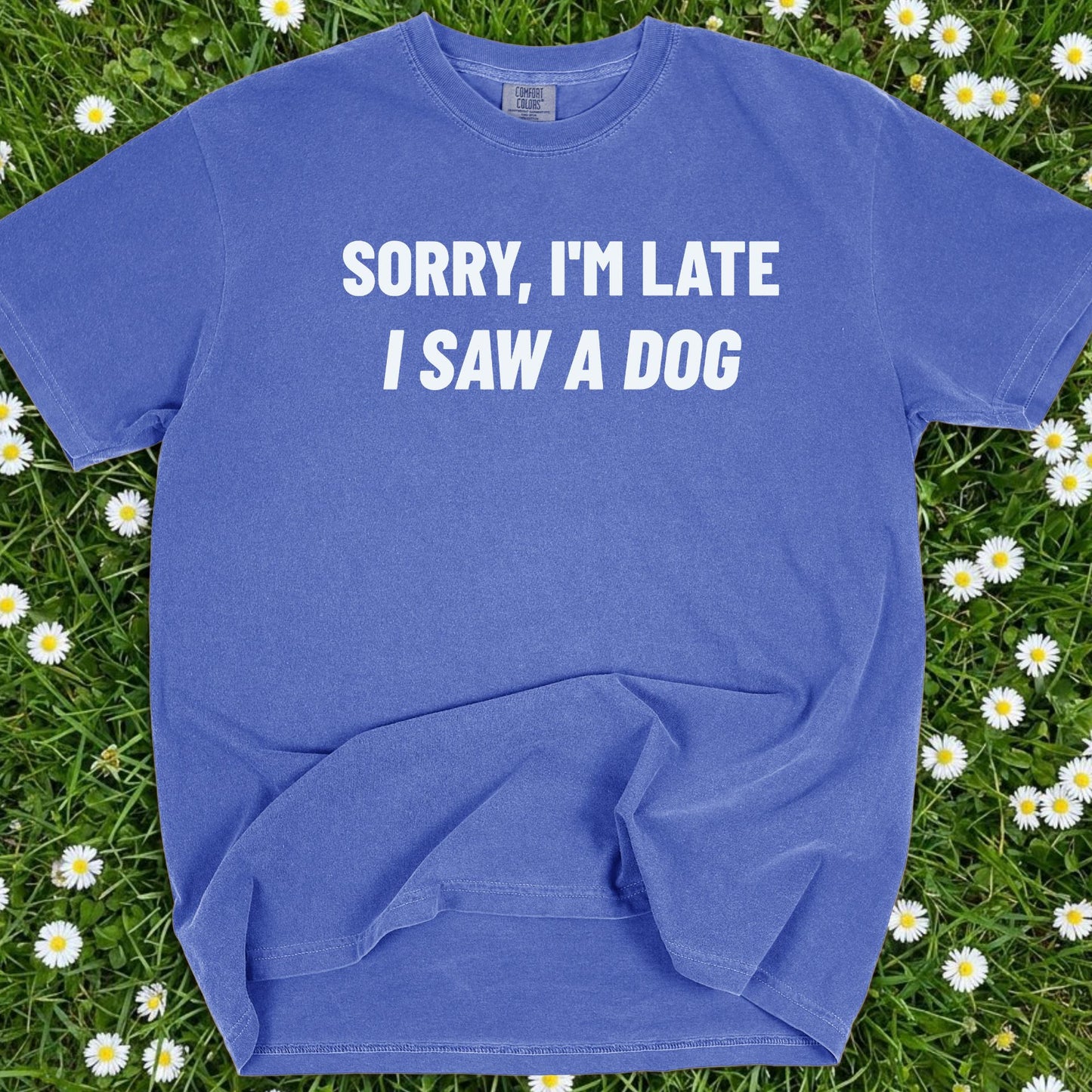 Sorry I'm Late I Saw A Dog - Comfort Colors Premium Tee