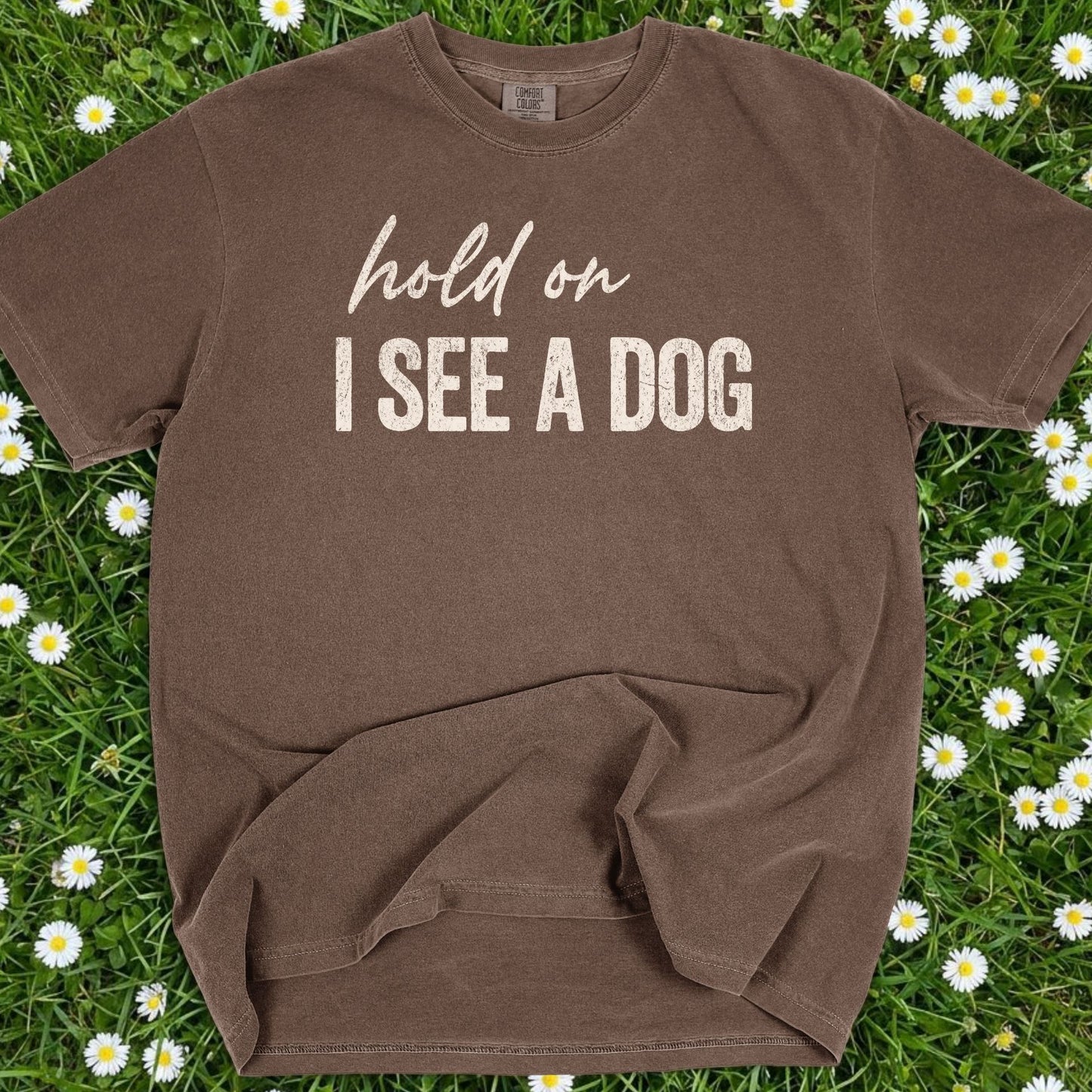 Hold On I See A Dog - Comfort Colors Premium Tee