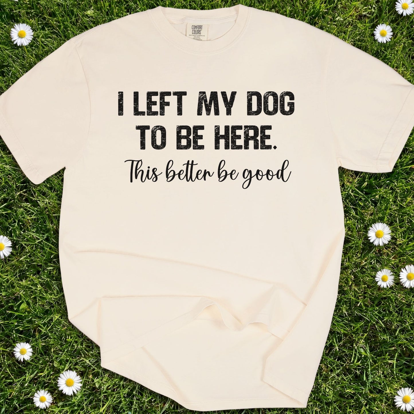 I Left My Dog To Be Here - Comfort Colors Premium Tee