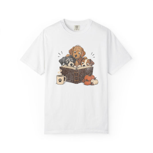 Cute Puppies And A Book  - Comfort Colors Premium Tee