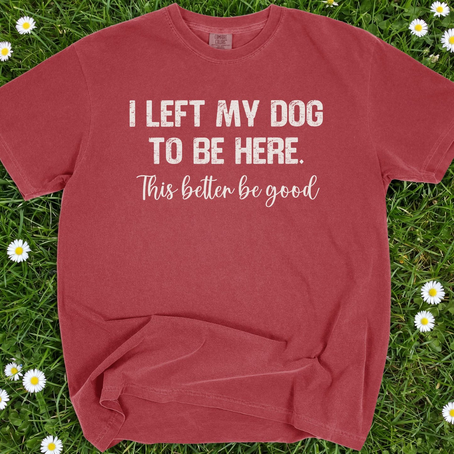 I Left My Dog To Be Here - Comfort Colors Premium Tee