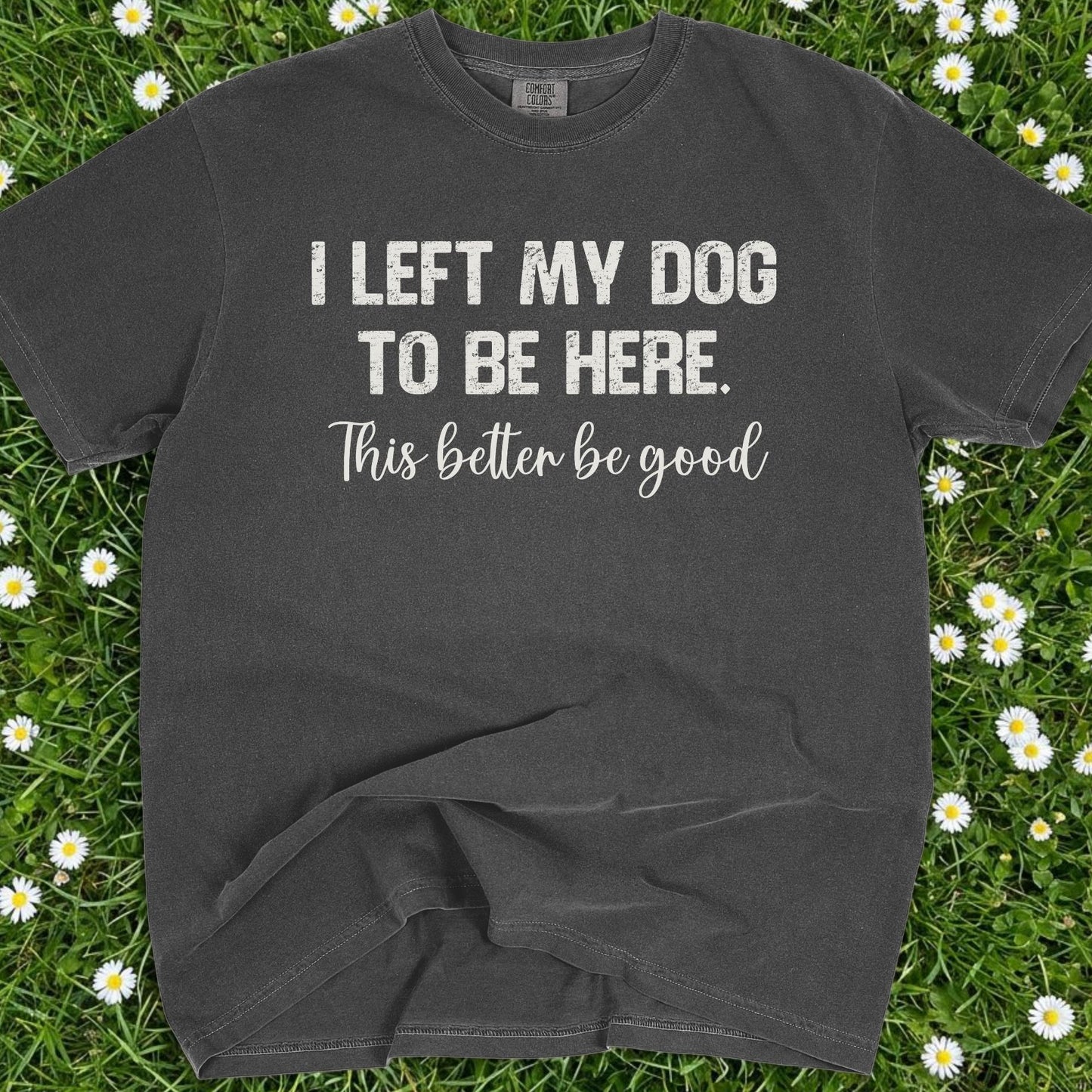 I Left My Dog To Be Here - Comfort Colors Premium Tee