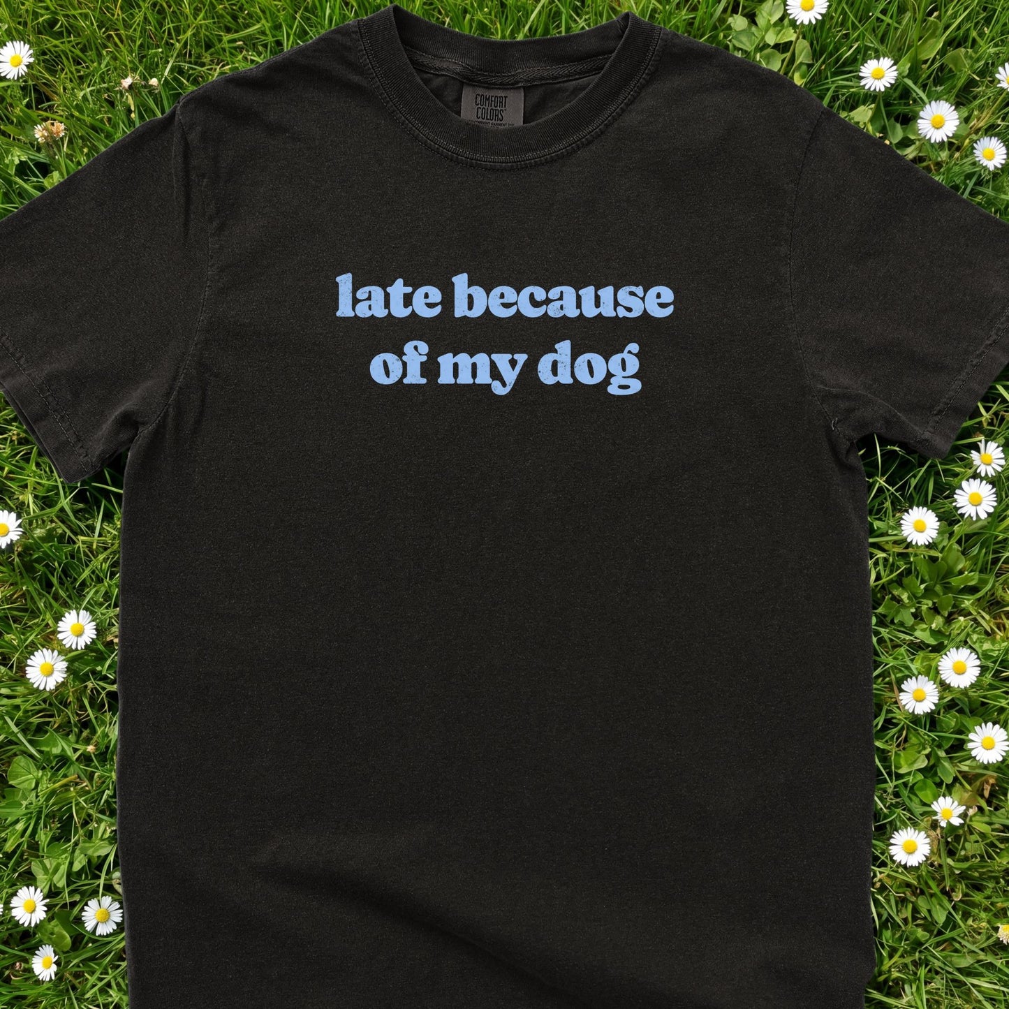 Late Because Of My Dog - Comfort Colors Premium Tee