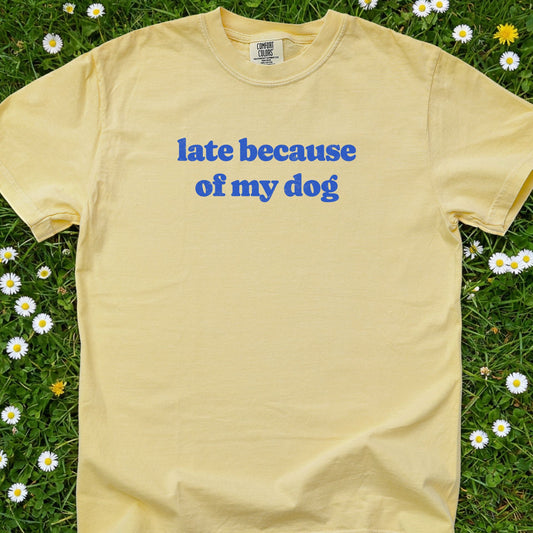Late Because Of My Dog - Comfort Colors Premium Tee